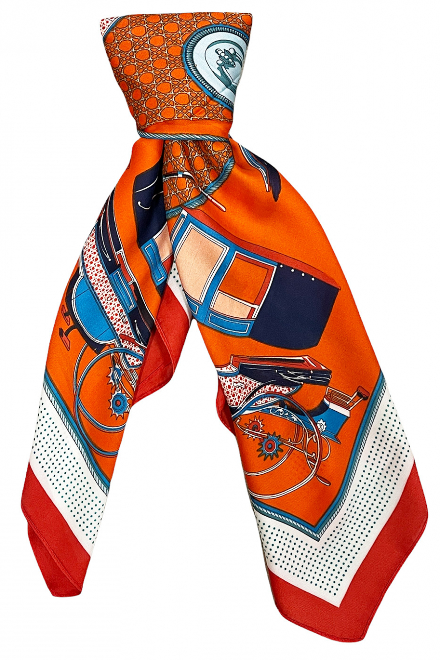 Foulard en soie rouge imprimé - 3