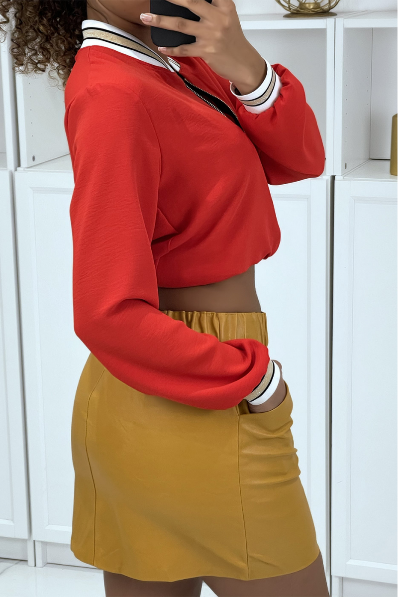 Mustard faux leather balloon skirt - 1