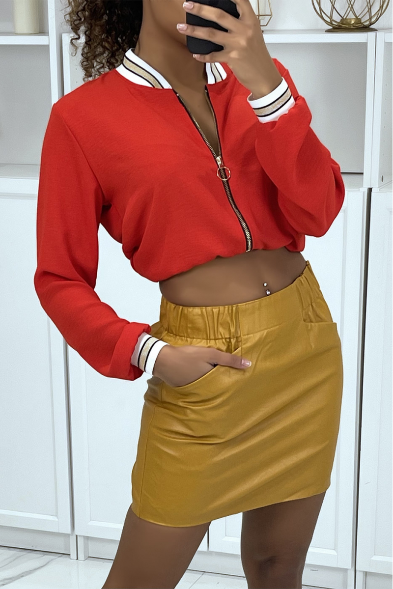 Mustard faux leather balloon skirt - 4