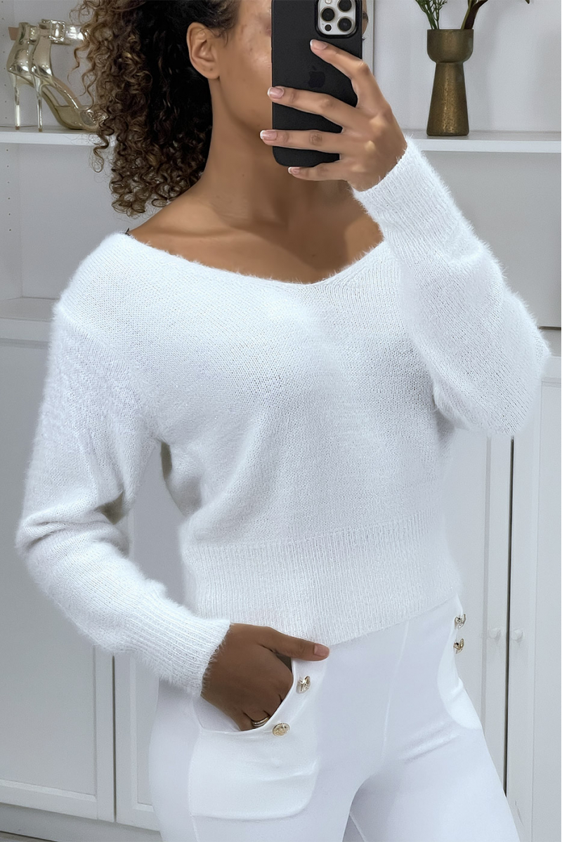 Cheap white sweater with bare backs