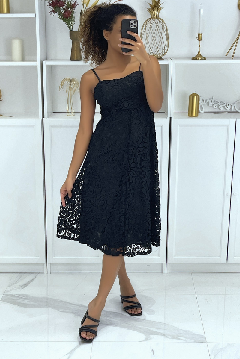 black lace midi dress - 1