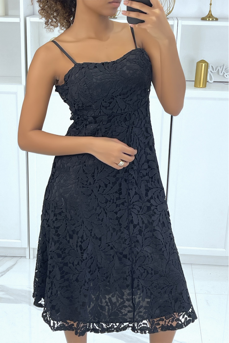 black lace midi dress - 4
