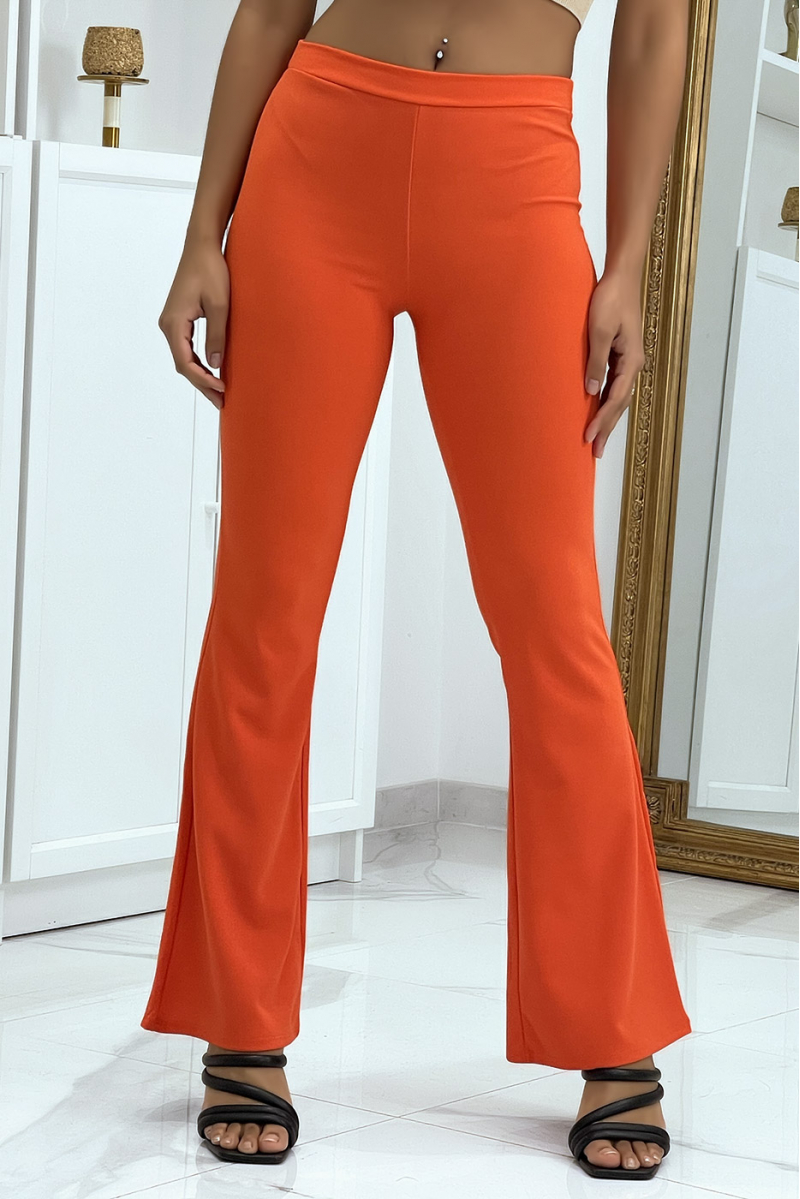 Trendy orange bell bottom pants - 1