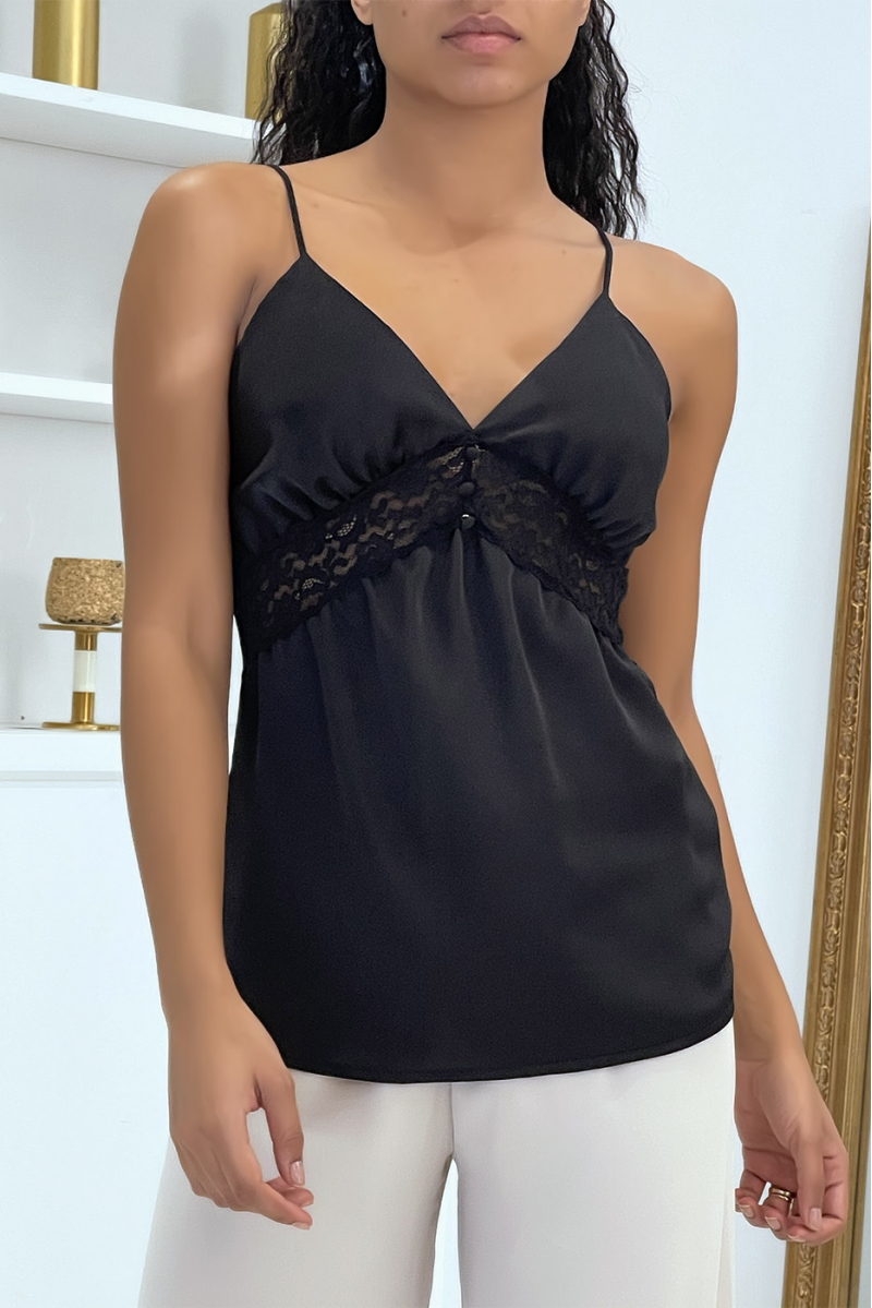 Black camisole with lace details - 3