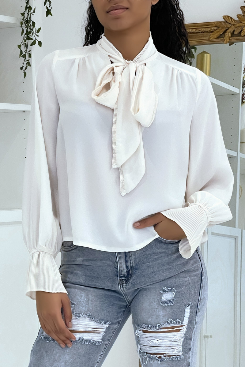 Blouse fluide beige à manches longues - 2