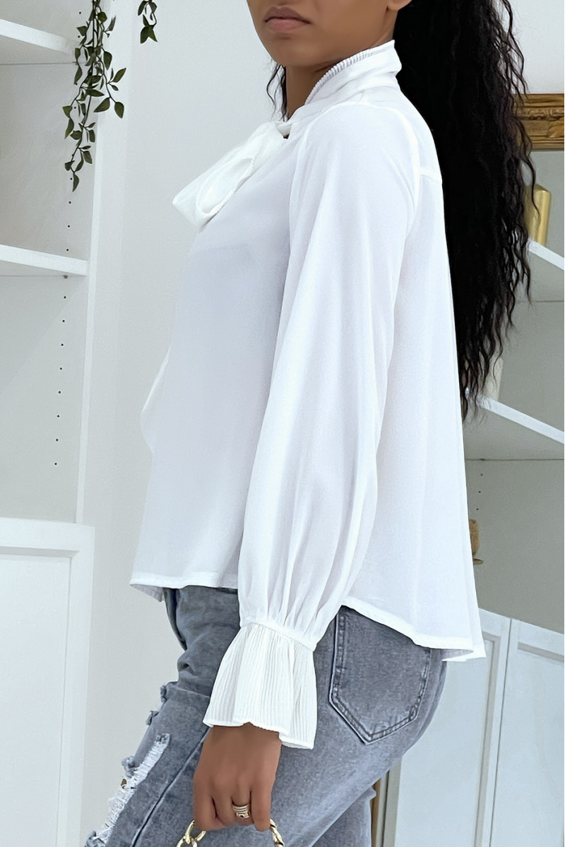 Soepelvallende witte blouse met lange mouwen - 3