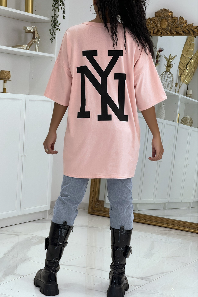 T-shirt oversize rose NY - 3