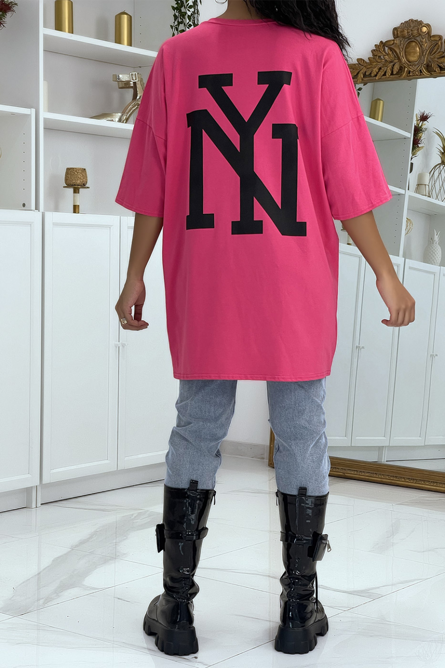 T-shirt oversize fushia NY - 2