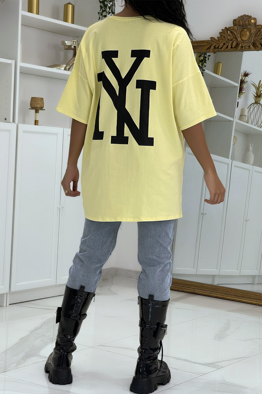 T-shirt oversize jaune NY - 4