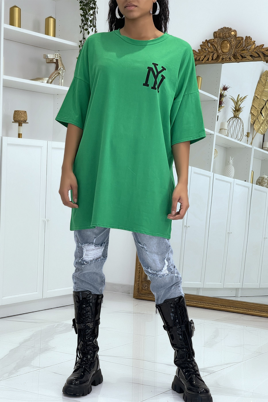 NY groen oversized t-shirt - 1