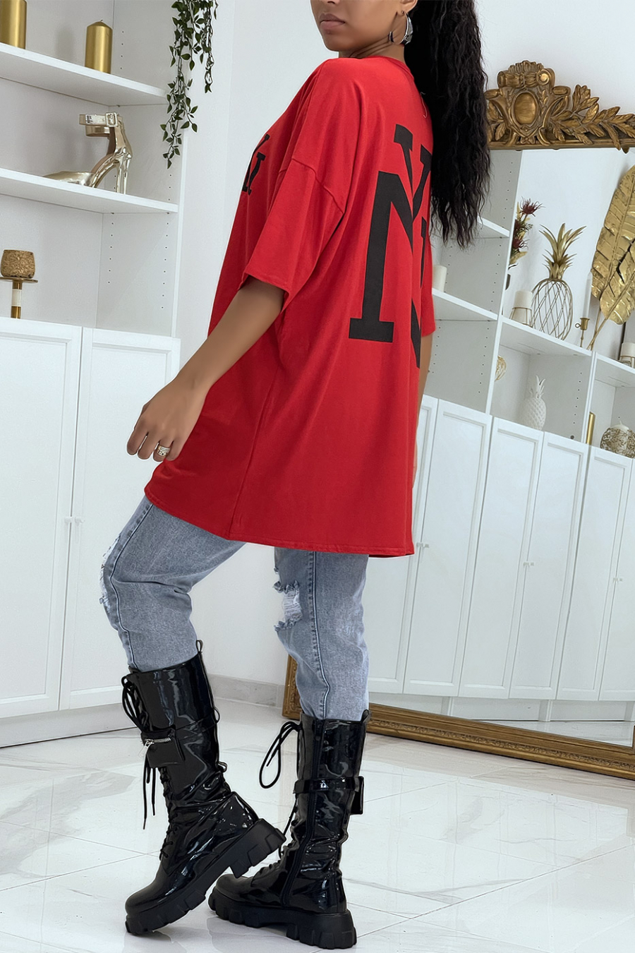 NY red oversized t-shirt - 4