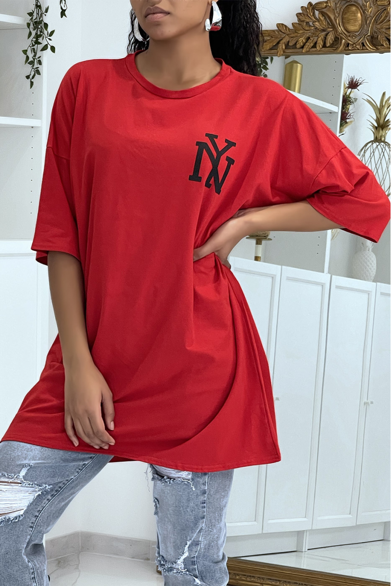 T-shirt oversize rouge NY - 2