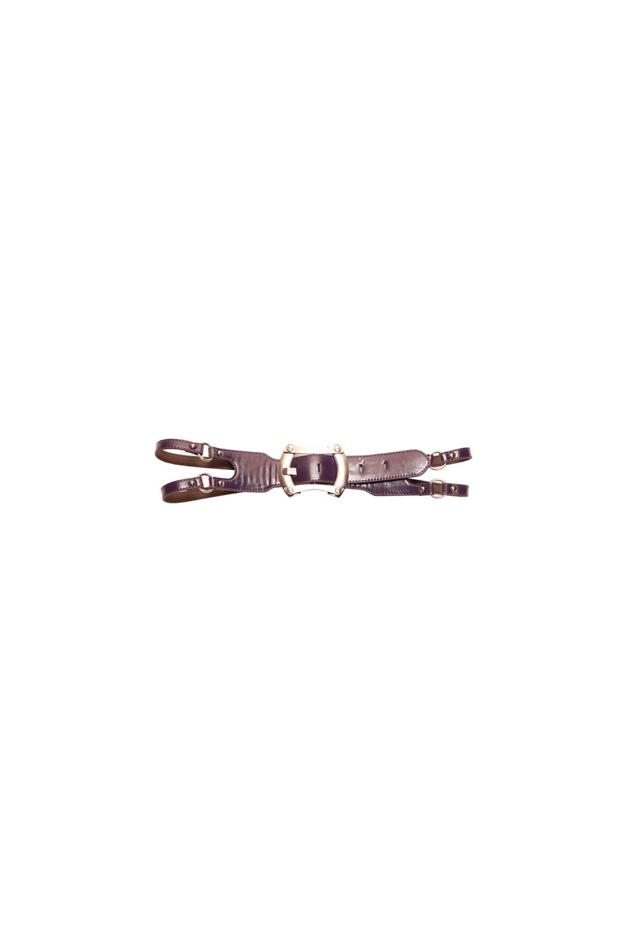 Purple belt with Double crossed strap. Large Buckle. Women's Belt. XF08154 - 1