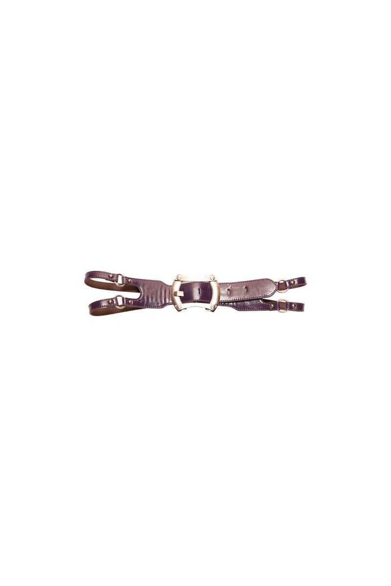 Purple belt with Double crossed strap. Large Buckle. Women's Belt. XF08154 - 1