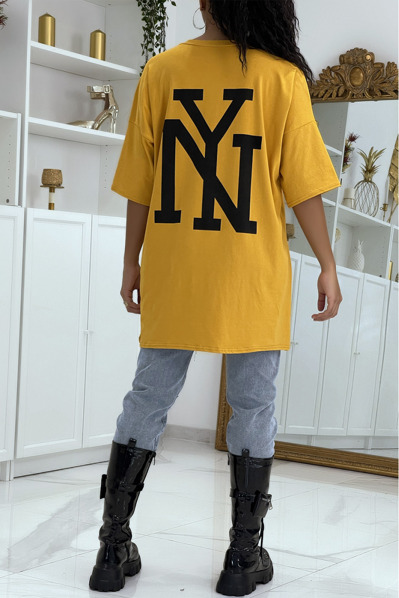 T-shirt oversize moutarde NY - 3