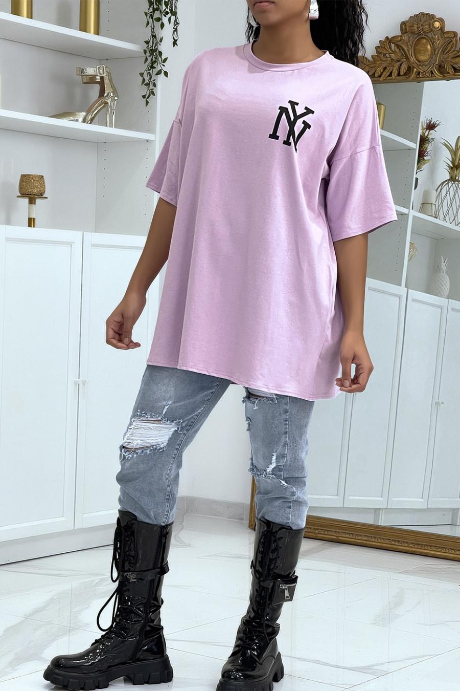 NY lilac oversized t-shirt - 1