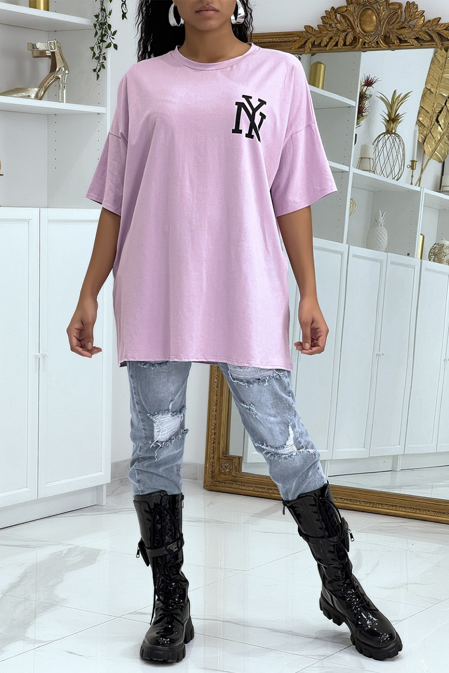 NY lilac oversized t-shirt - 2