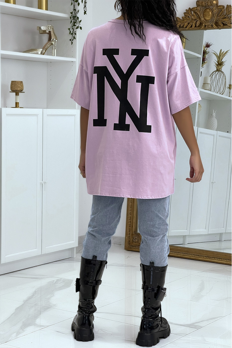 T-shirt oversize lilas NY - 3