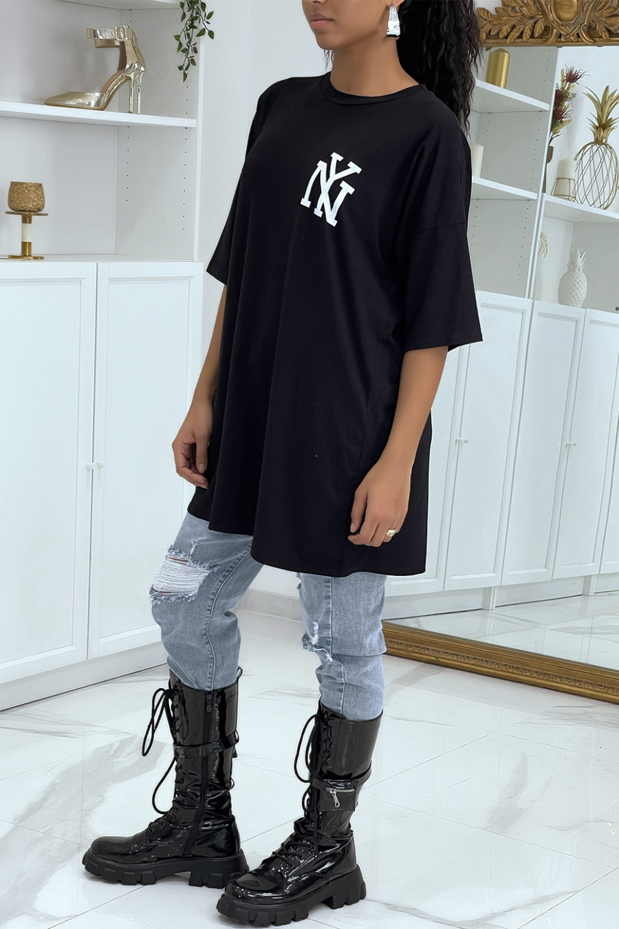 T-shirt oversize noir NY - 2