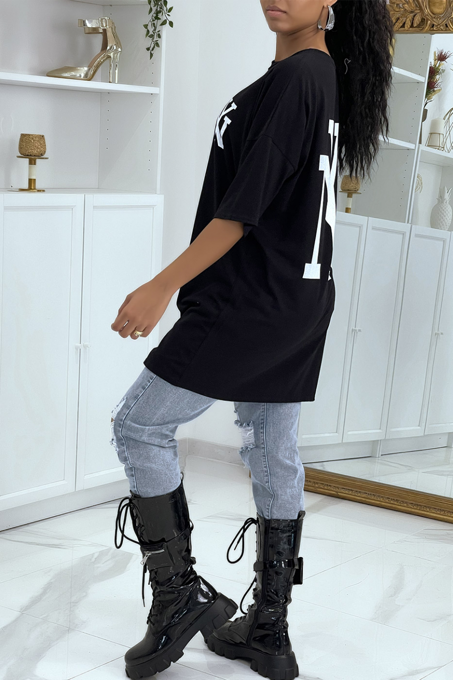T-shirt oversize noir NY - 3