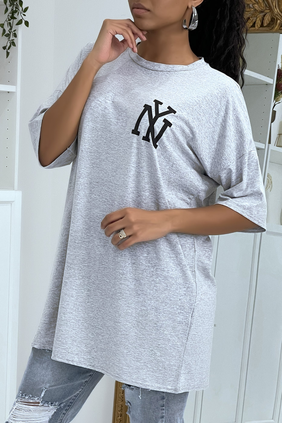 NY grijs oversized t-shirt - 2