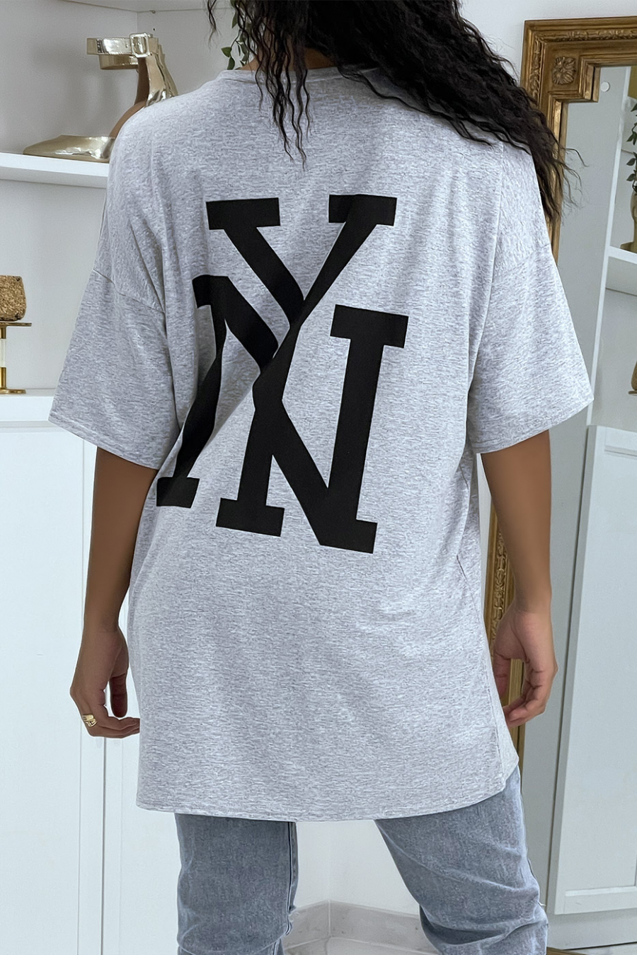 T-shirt oversize gris NY - 4