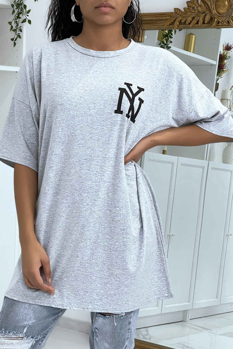 NY grijs oversized t-shirt - 5