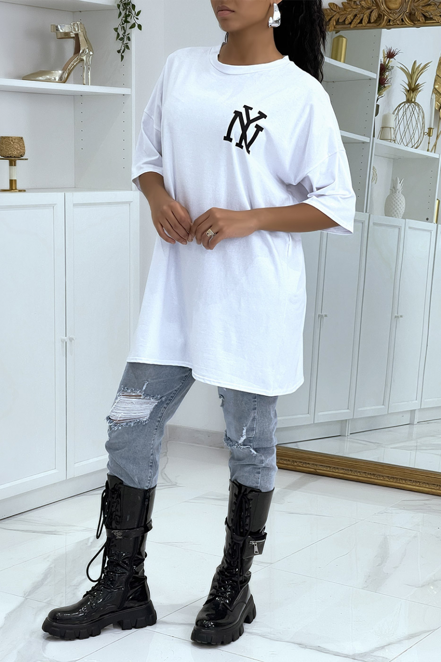 T-shirt oversize blanc NY - 2