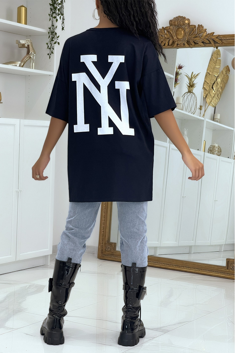 Marineblauw oversized t-shirt NY - 2