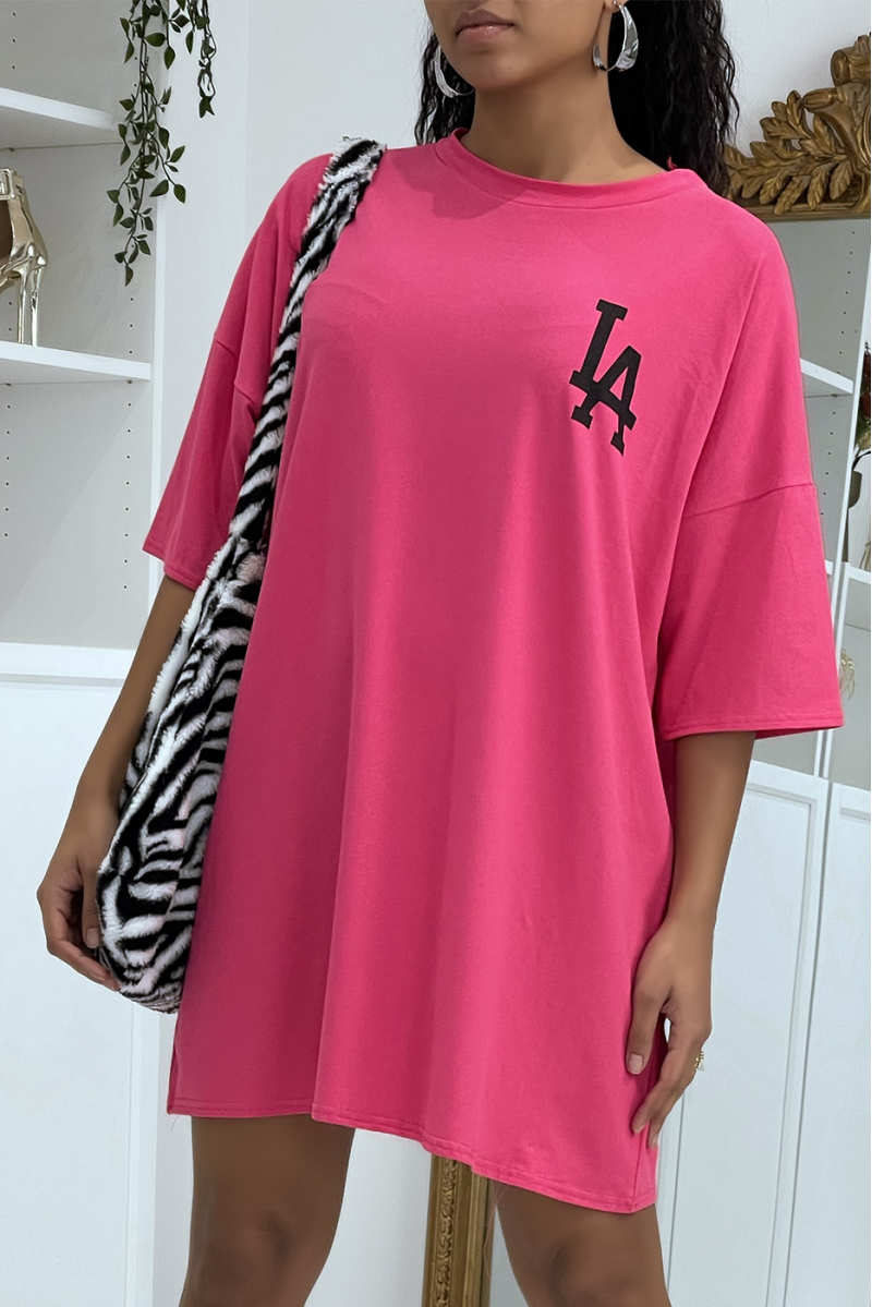 LA fushia roze oversized T-shirt - 1