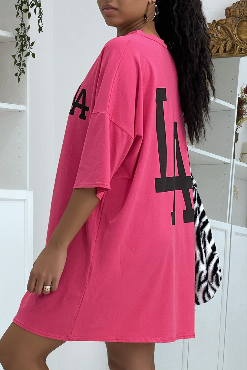 LA fushia roze oversized T-shirt - 2