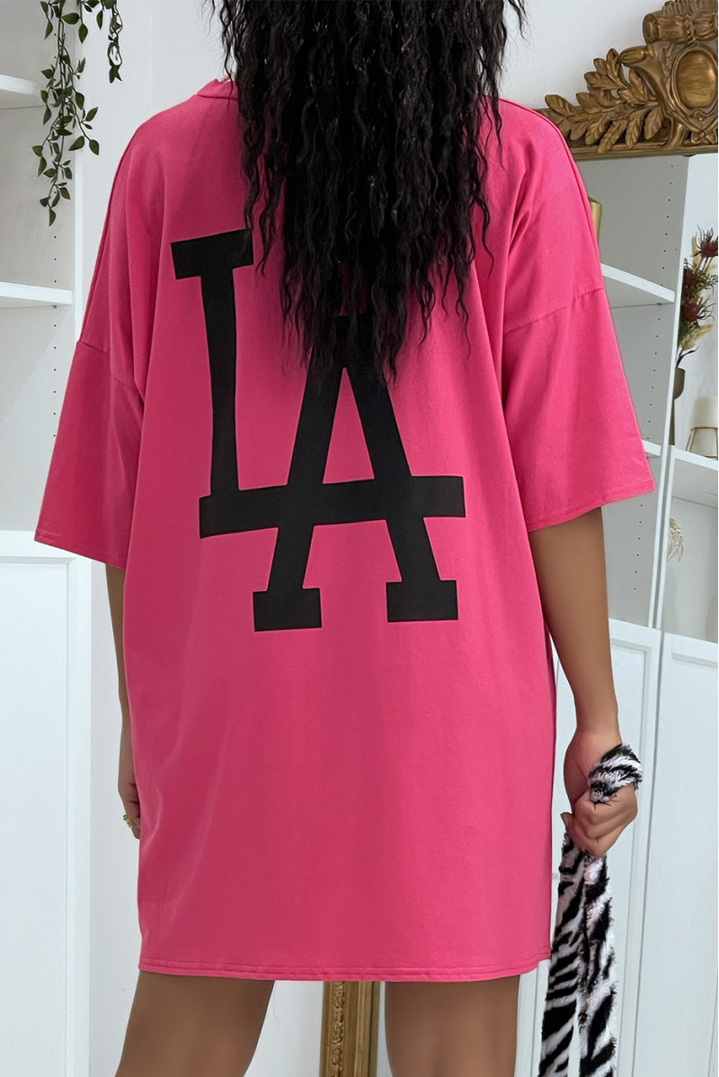 LA fushia roze oversized T-shirt - 3