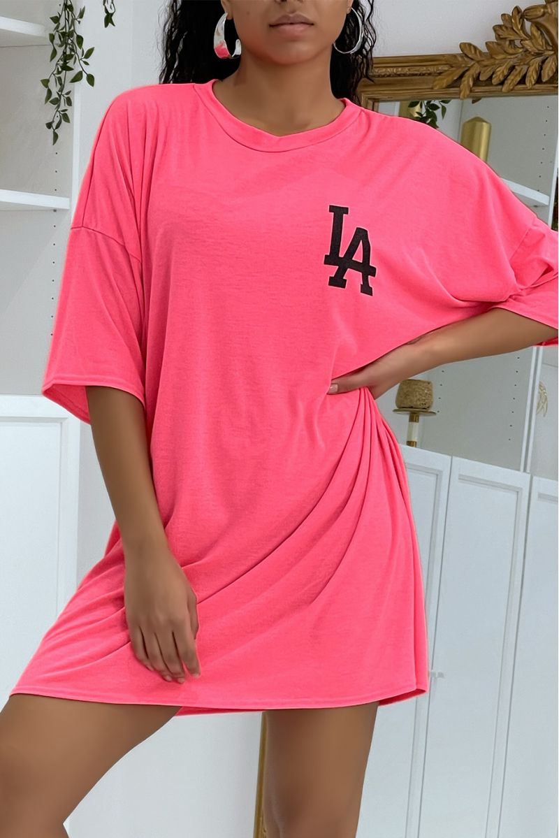 T-shirt oversize rose fluo LA - 2