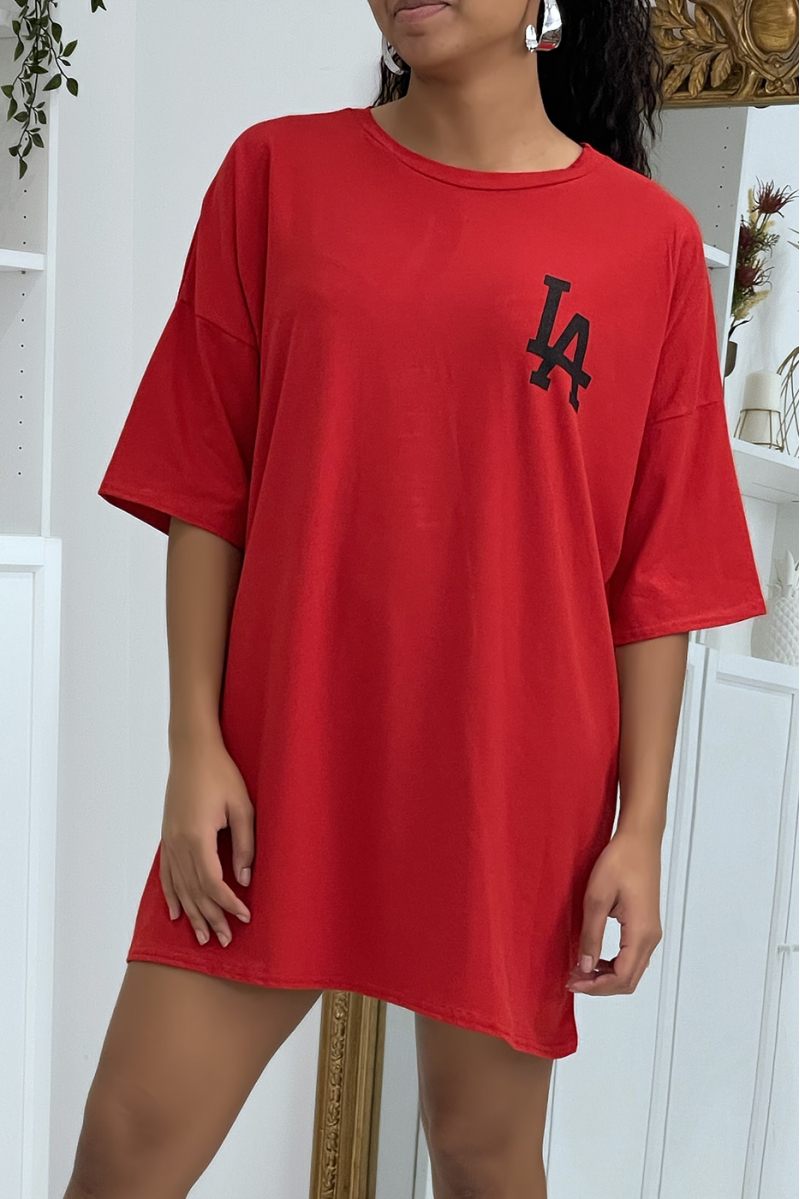 T-shirt oversize rouge LA - 1