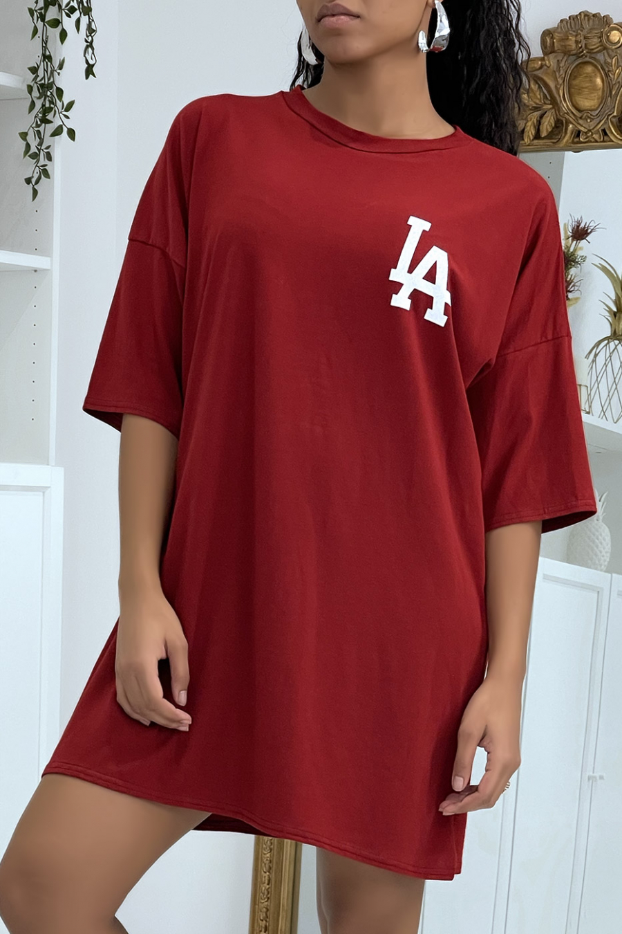 LA burgundy oversized t-shirt - 1