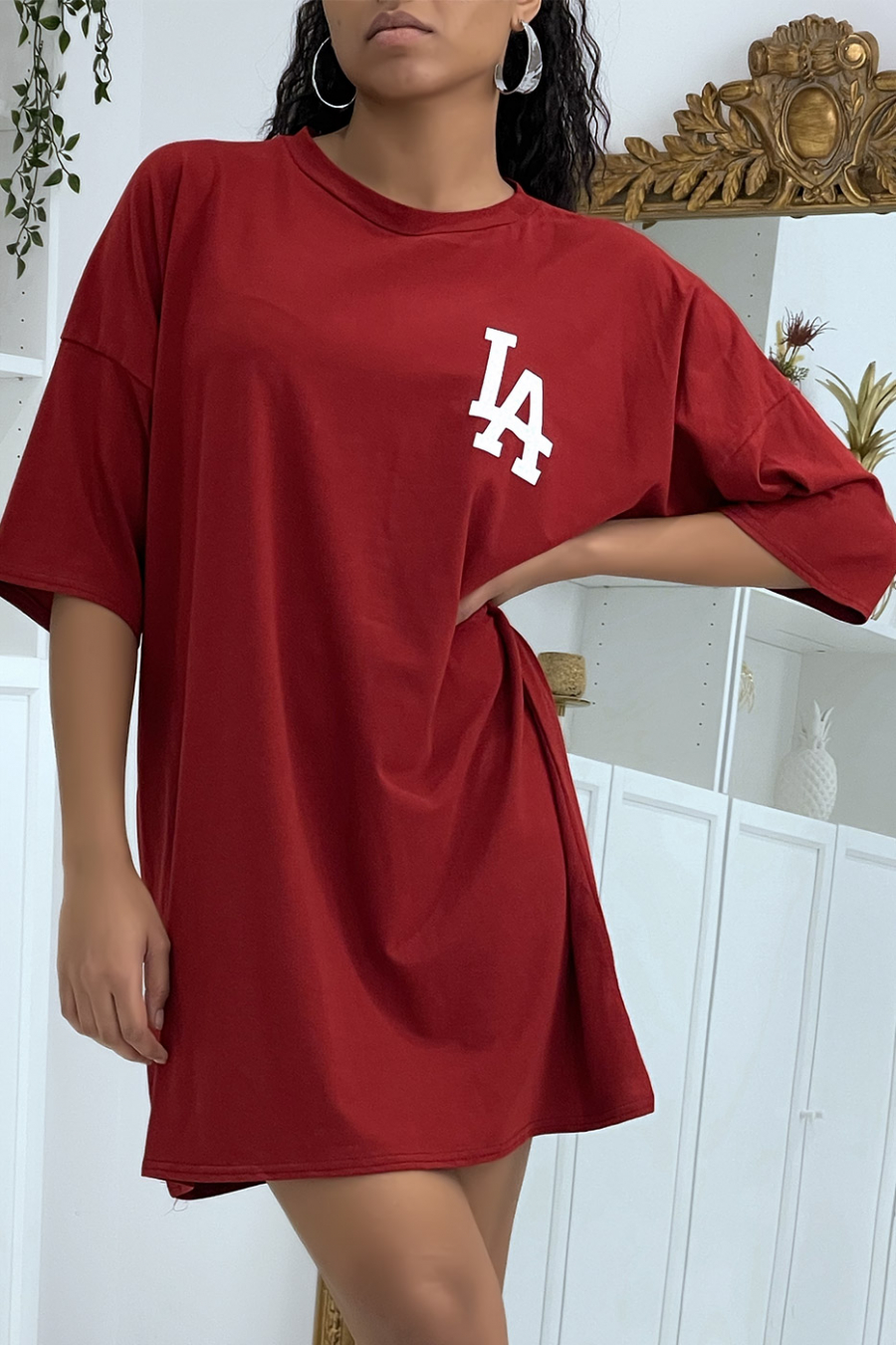 Bordeaux oversized T-shirt LA - 2