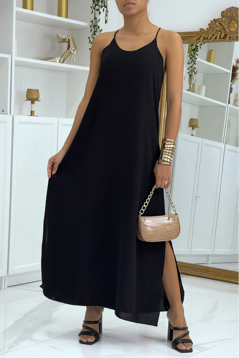 Fluid black dress with straps - 1