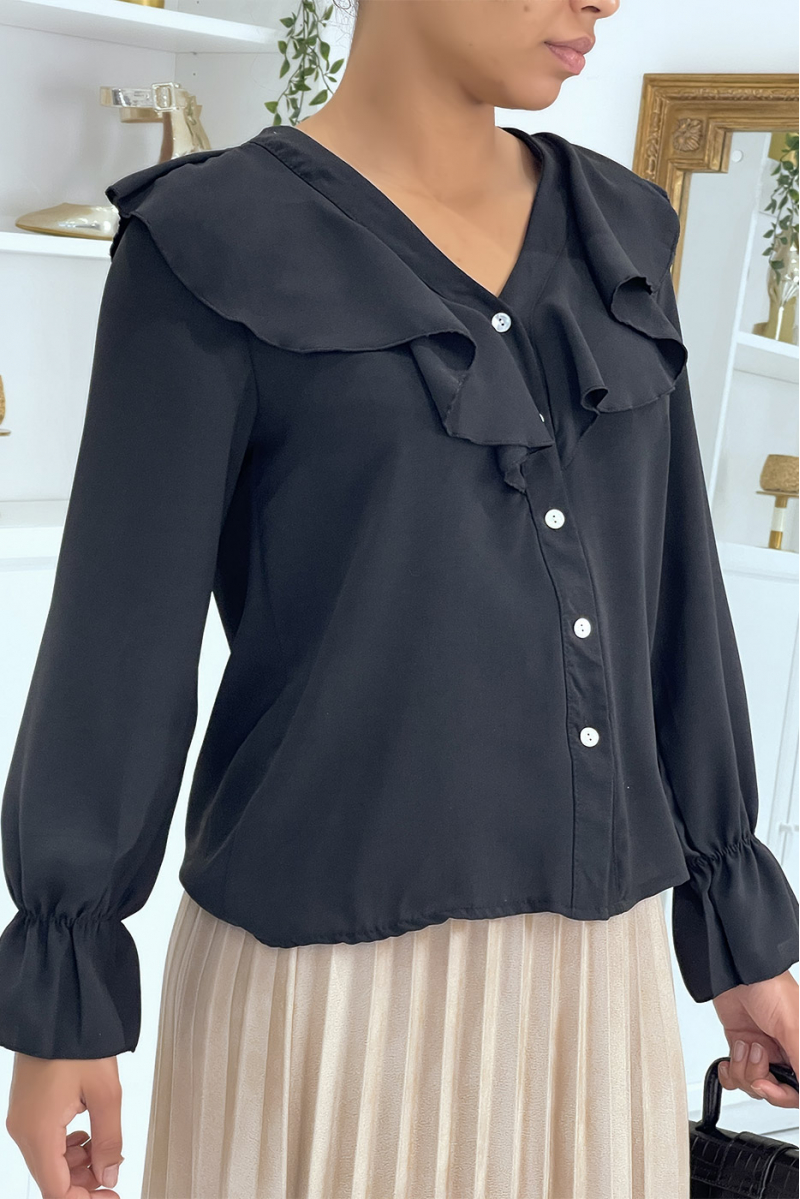 Black blouse with ruffles - 3