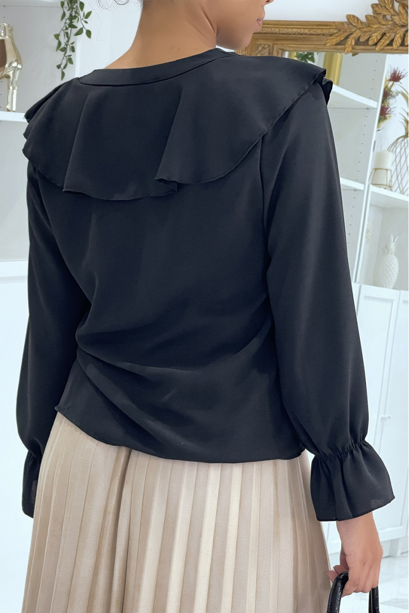 Black blouse with ruffles - 4