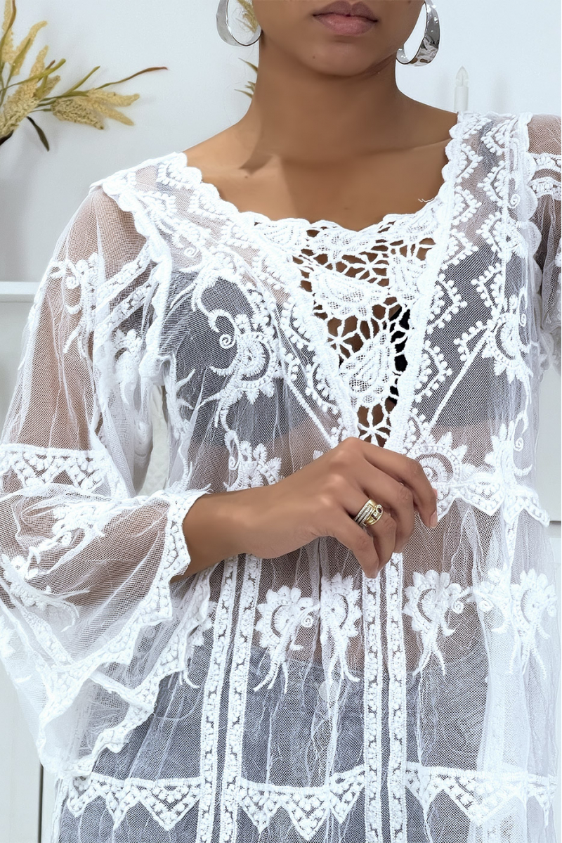 White embroidered lace tunic - 3