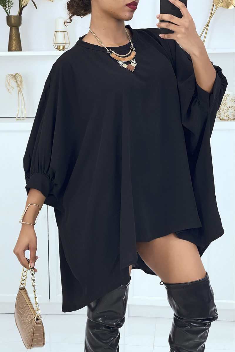Robe tunique over-size noir très tendance - 1
