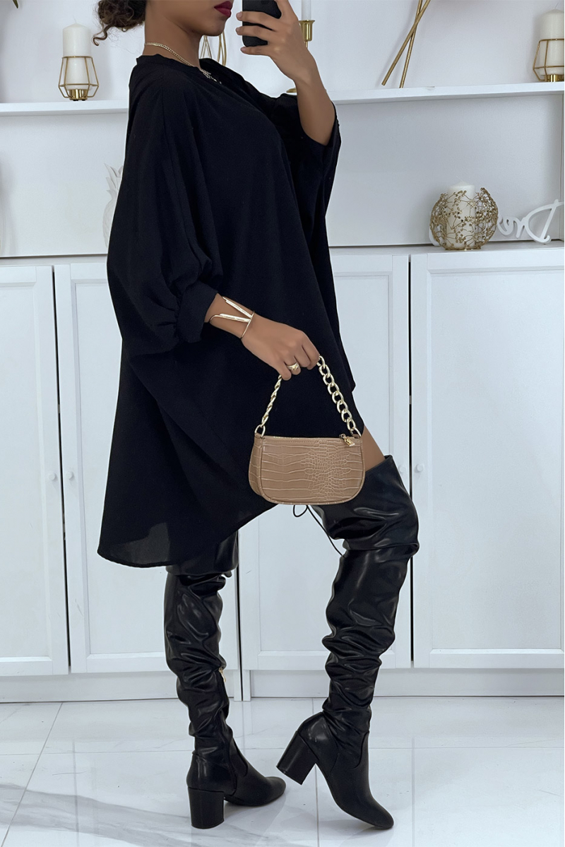 Robe tunique over-size noir très tendance - 3