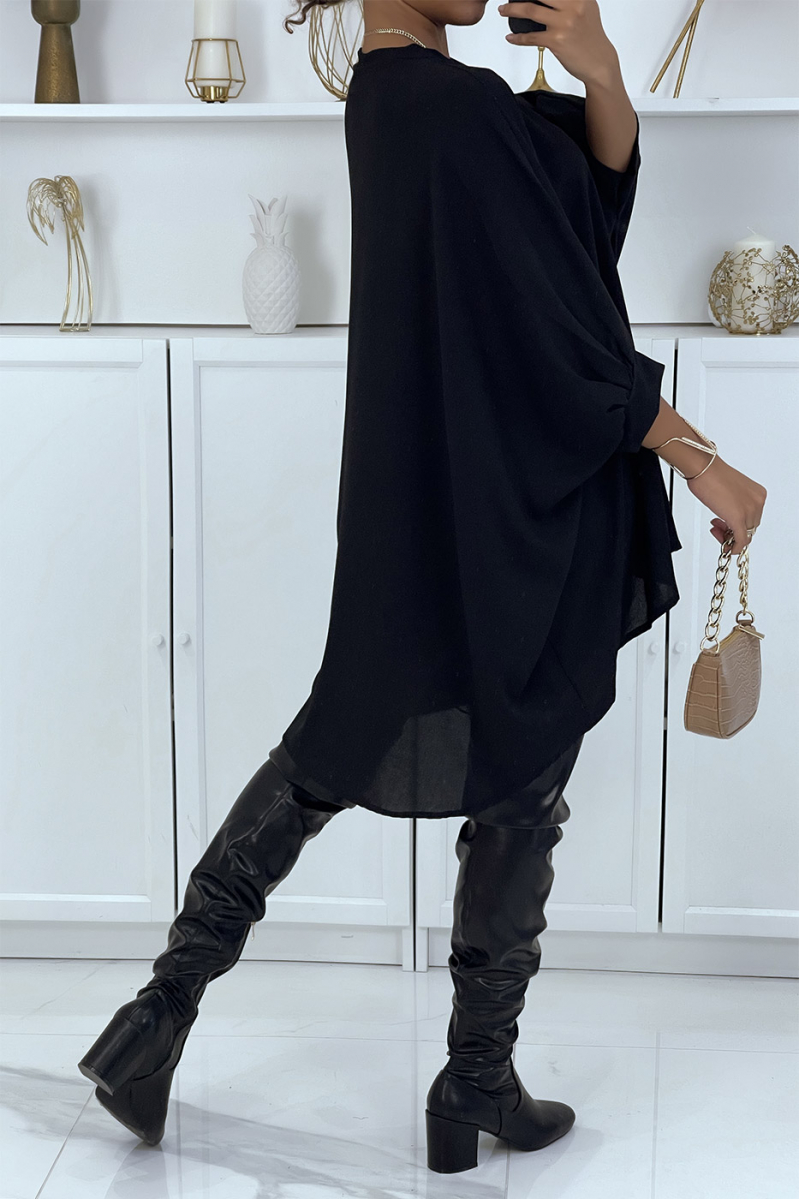 Robe tunique over-size noir très tendance - 4