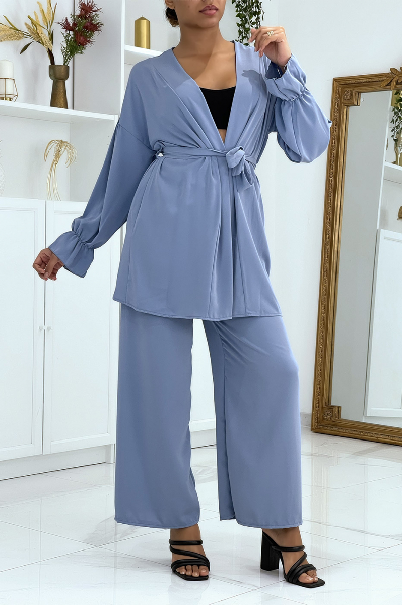 Ensemble gilet et pantalon palazzo bleu - 4 Ensemble gilet et pantalon palazzo bleu - 4