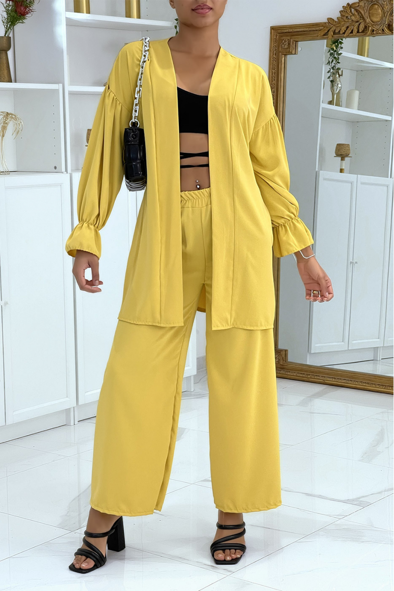 Mustard waistcoat and palazzo pants set - 2