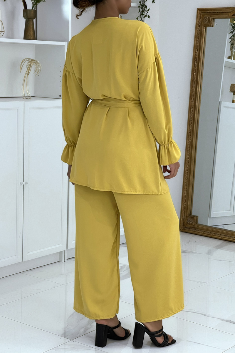 Ensemble gilet et pantalon palazzo moutarde - 3 Ensemble gilet et pantalon palazzo moutarde - 3