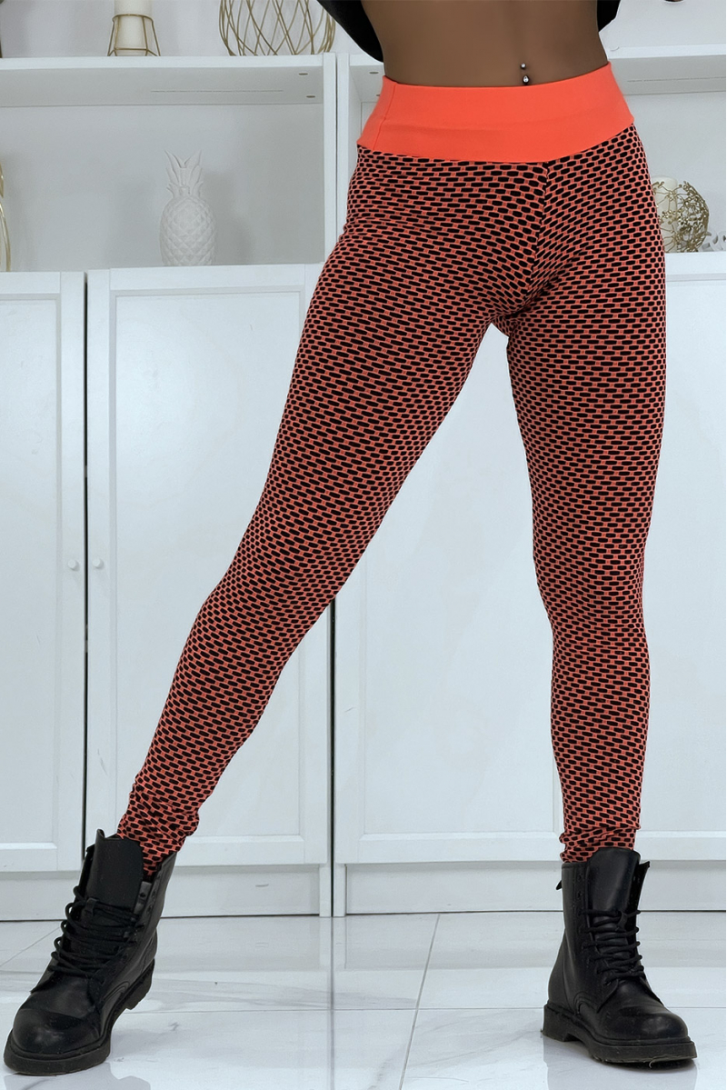 Orange push-up leggings with pattern - 3