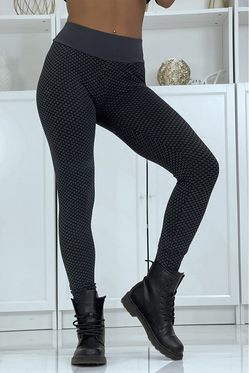Black push-up leggings with pattern - 4