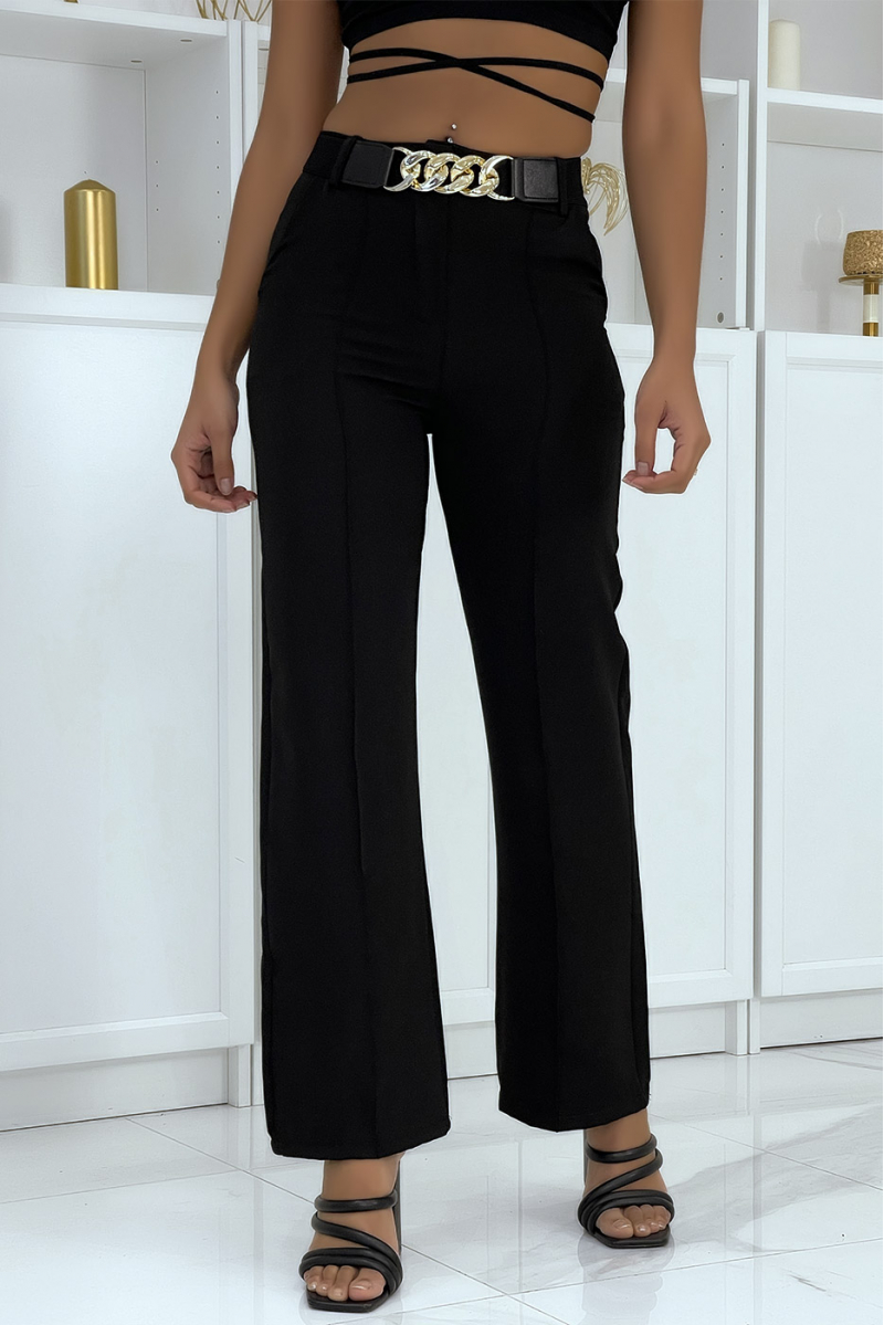 Black palazzo pants with belt pockets and pleats - 2