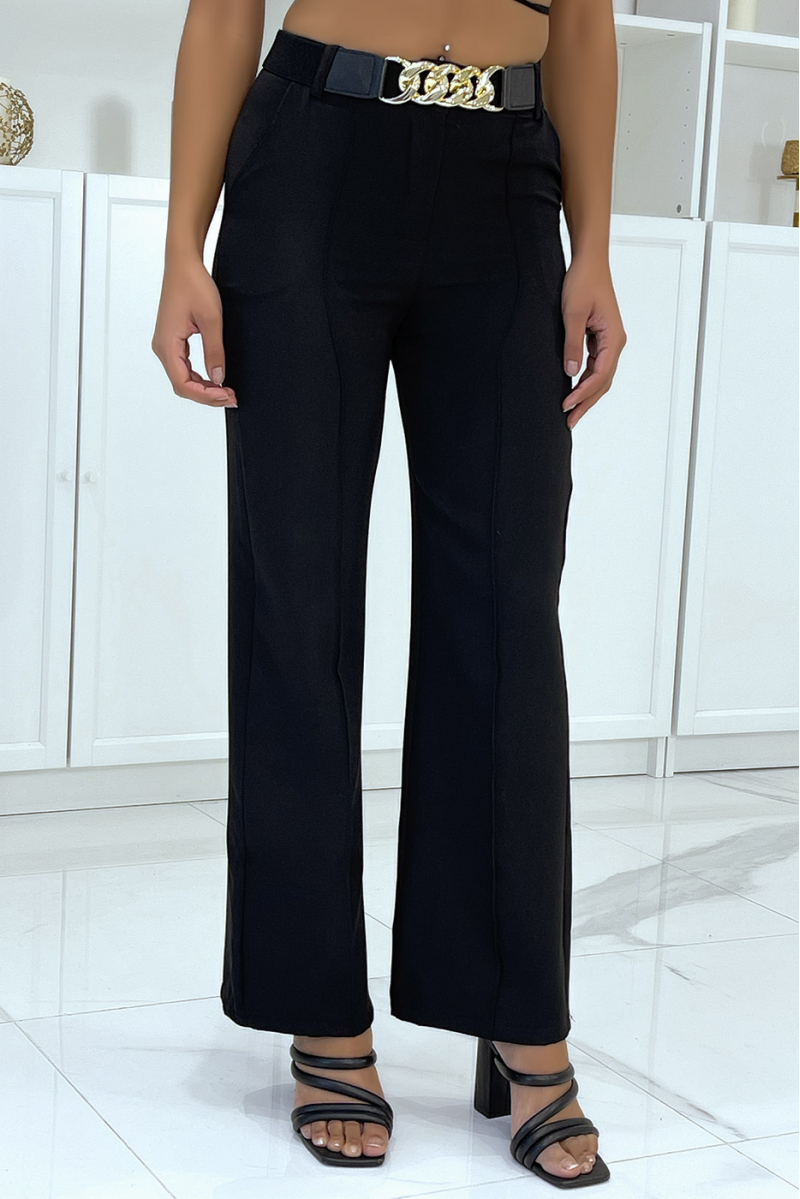 Black palazzo pants with belt pockets and pleats - 5